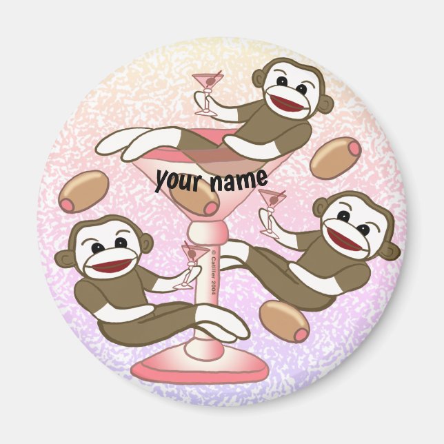 Imán Sock Monkey Martini (Frente)