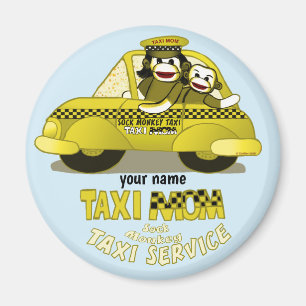 Imán Sock Monkey Taxi Mom