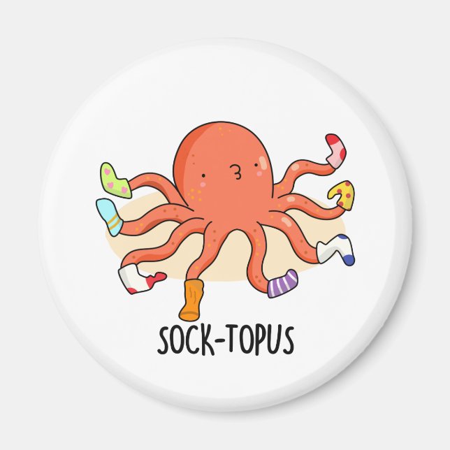 Imán Socktopus Divertido Octopus Con Un Pun De Calcetin (Frente)