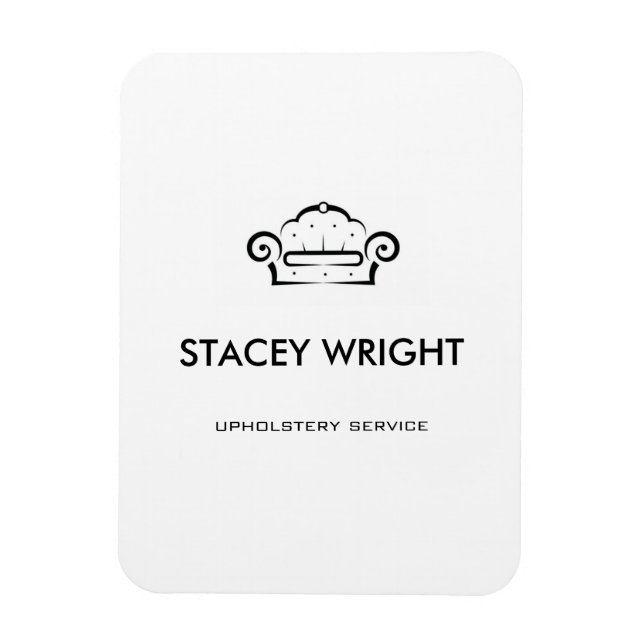 Imán Sofá de la silueta negra tapicería blanco (Vertical)