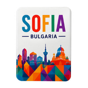 Imán 🧲 Sofia Bulgaria Acuarela Silueta Recuerdo 🎨