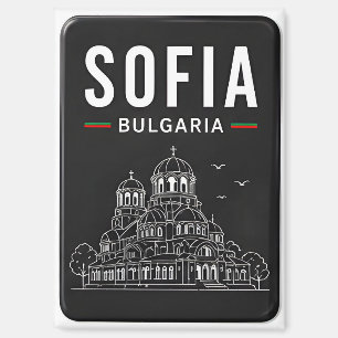 Imán 🧲 Sofia Bulgaria Catedral Arte de Línea Recuerdo 