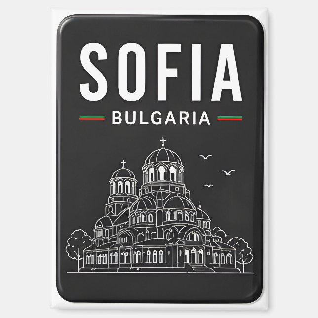 Imán 🧲 Sofia Bulgaria Catedral Arte de Línea Recuerdo  (Anverso)