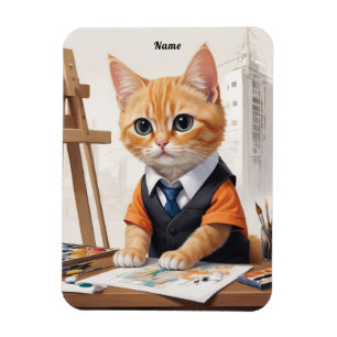 Imán Sofisticado Arquitecto Cat Ginger Kitten Art