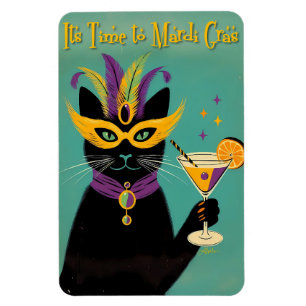 Imán Sofisticados Retro Es hora del Martini de Mardi Gr