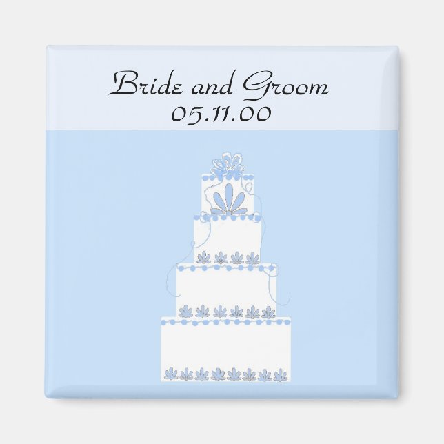 Imán Soft Blue and White Wedding Cake (Frente)