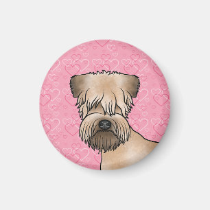 Imán Soft-Coated Wheaten Terrier de frente corazones ro