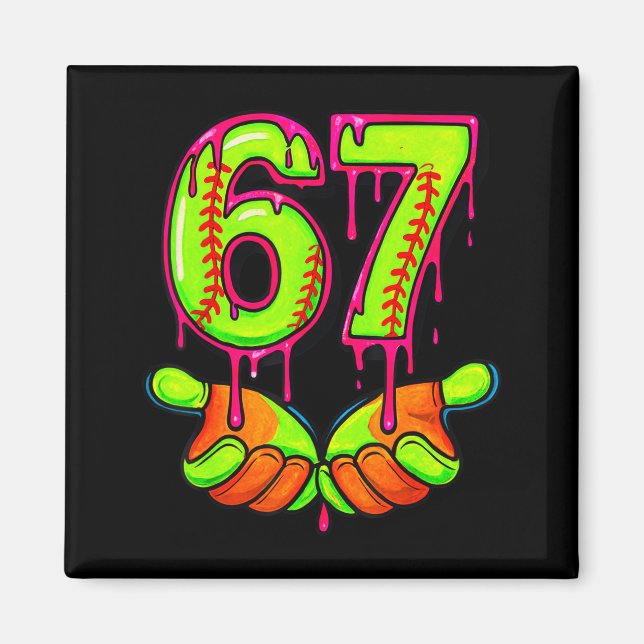 Imán Softball 67 Six Seven Funny Gen Alpha Meme Drip Te (Frente)