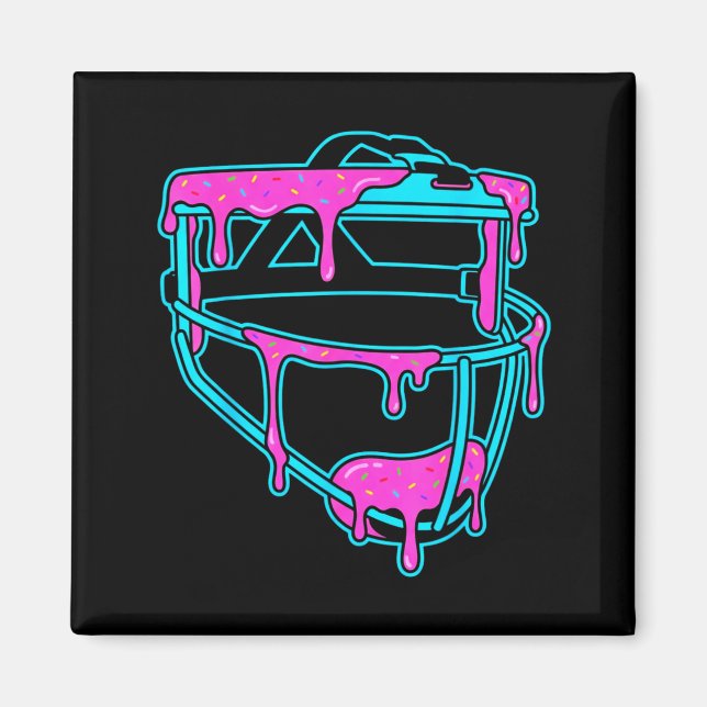 Imán Softball Catcher Drip Ice Cream Mask Sprinkles Gam (Frente)