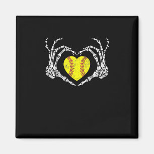 Imán Softball Heart Skeleton Hand Halloween Costume Fun