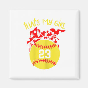 Imán Softball Moño Desordenado Esa Es Mi Chica #23 Mamá