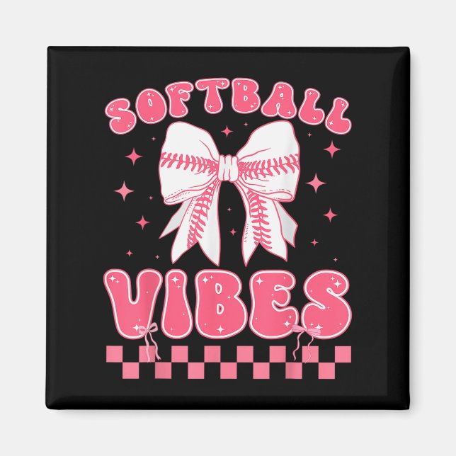 Imán Softball Vibes Softball Couqette Groovy Softball G (Frente)