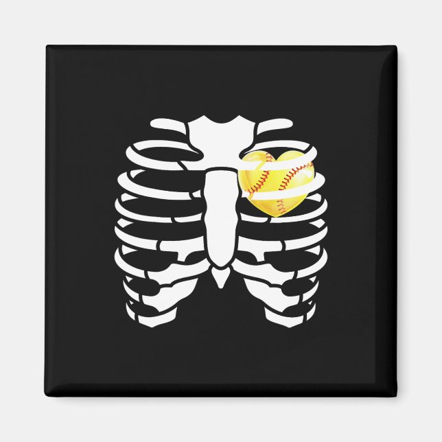 Imán Softll Heart Inside Ribs Skeleton Halloween Costum (Frente)