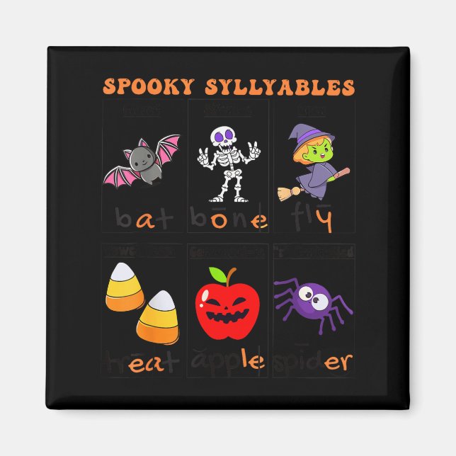 Imán Soky Syllables Teacher Funny Halloween Educational (Frente)