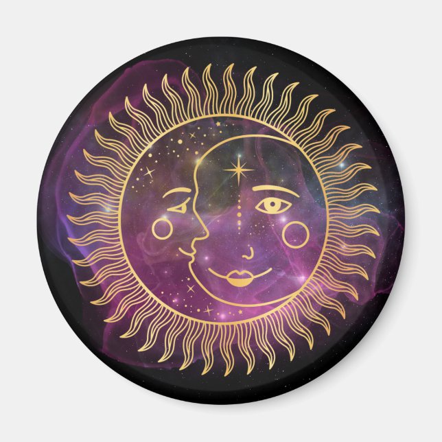 Imán Sol celeste púrpura y luna (Frente)