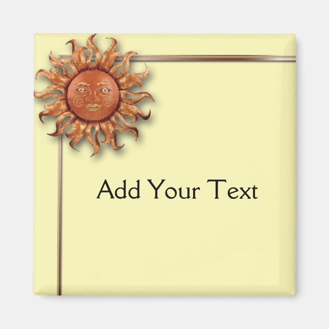 Imán Sol de bronce en fondo crema (Frente)