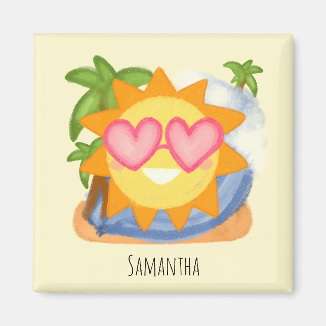 Imán Sol de vacaciones de verano relajante (Frente)