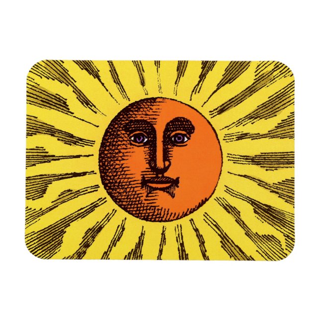 Imán Sol Hippie Feliz Sonriente Amarillo Celestial Vint (Horizontal)
