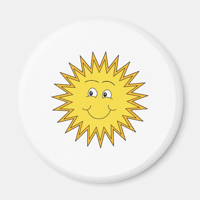 Imán Sol verano amarillo con cara feliz. (Frente)