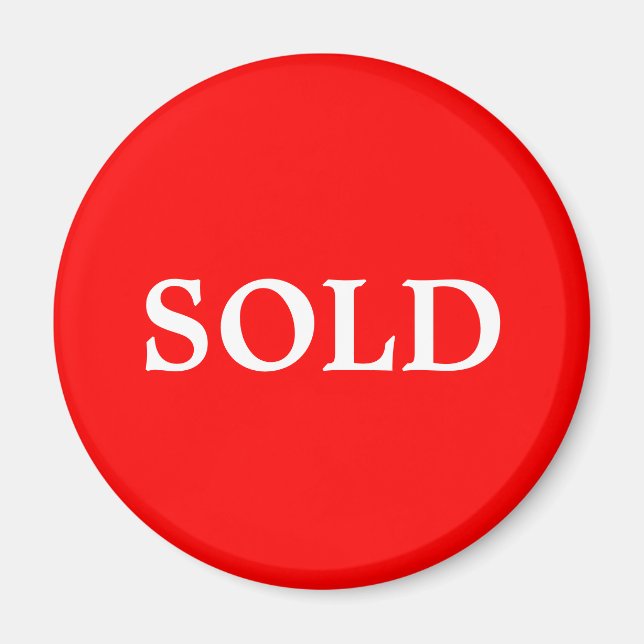 Imán SOLD Real Estate Agent o Retail Rótulo Marker Red  (Frente)