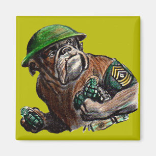 Imán Soldado perro bulldog de la Segunda Guerra Mundial