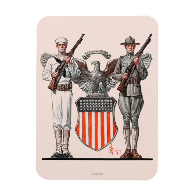 Imán Soldado, Sailor y Escudo de Estados Unidos (Vertical)