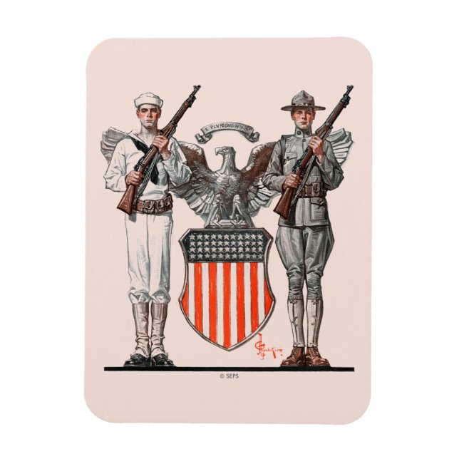 Imán Soldado, Sailor y Escudo de Estados Unidos (Vertical)