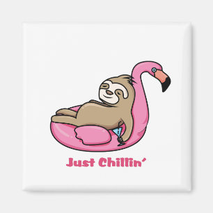 Imán SÓLO CHILLIN' - Lazy Sloth y Pink Flamingo