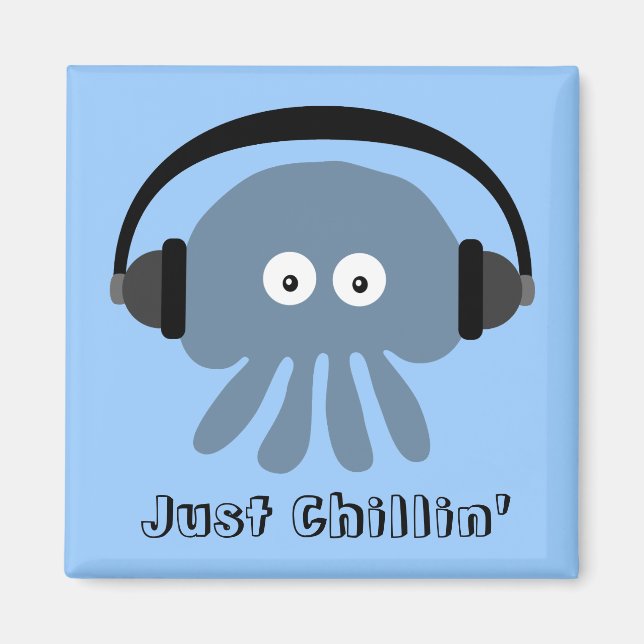 Imán Solo la medusa azul chillin con auriculares (Frente)