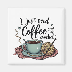 Imán Solo necesito un café y un crochet