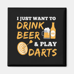 Imán Solo Quiero Beber Cerveza Y Jugar Darts Vintage G