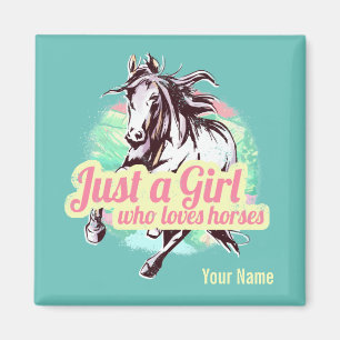 Imán Sólo un Chica que ama a los caballos Vintage acuar
