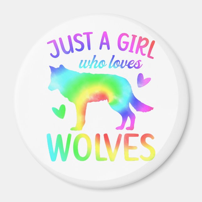 Imán Sólo Un Chica Que Ama A Los Lobos Acuarela, Acuare (Frente)