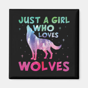 Imán Sólo un Chica que ama la acuarela de los lobos