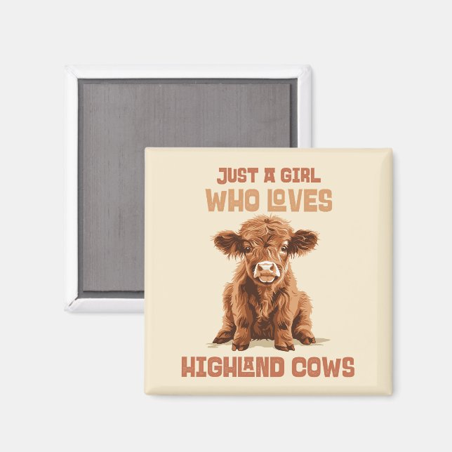 Imán Solo un chica que ama las vacas de Highland (Anverso/Reverso)