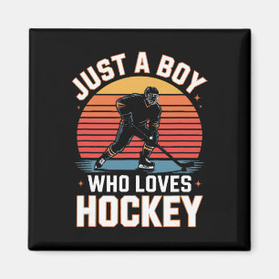 Imán Solo un chico que ama el hockey Jugador retro de h