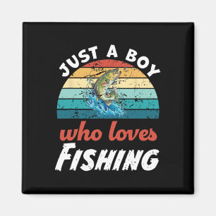 Imán Solo un chico que ama la pesca Niños pescando Niño