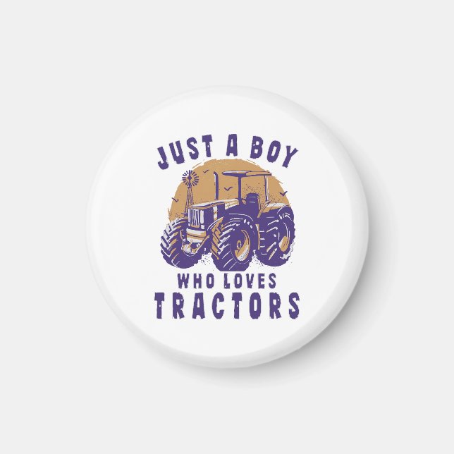 Imán Solo un chico que ama tractores camiones agrícolas (Frente)