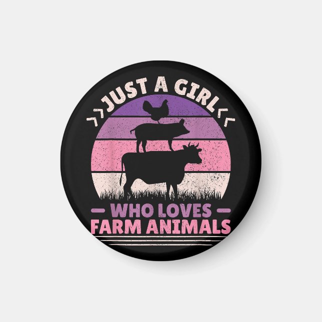 Imán Sólo una Chica que ama a los animales de granja am (Frente)