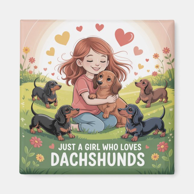 Imán Solo Una Chica Que Ama A Los Dachshunds (Frente)