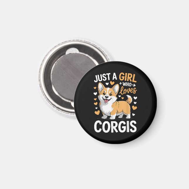 Imán Solo una chica que ama Corgis (Anverso/Reverso)