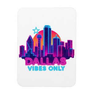 Imán Solo Vibraciones de Dallas – Neon Skyline 1980s Sy