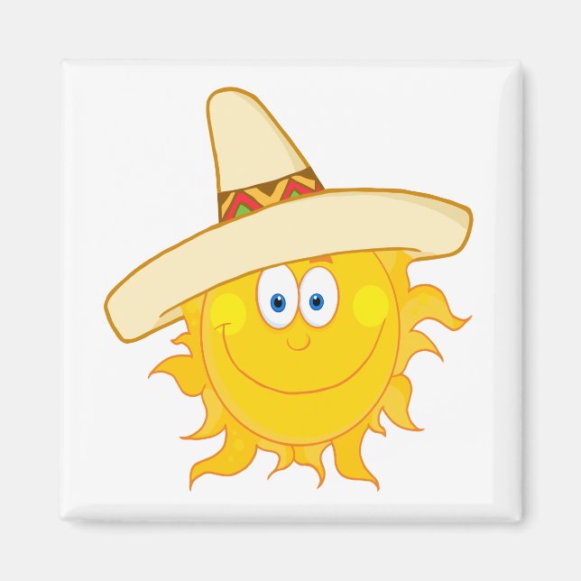 Imán sombrero con sombrero ante sol sonriente (Frente)