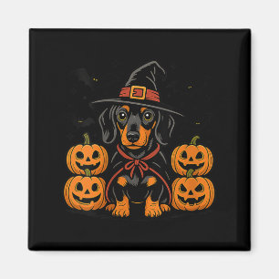 Imán Sombrero de bruja de calabaza para Dachshund de Ha