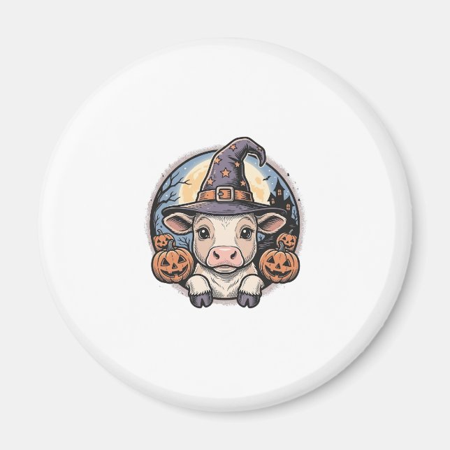 Imán Sombrero de bruja de ternera de Halloween lindo gr (Frente)