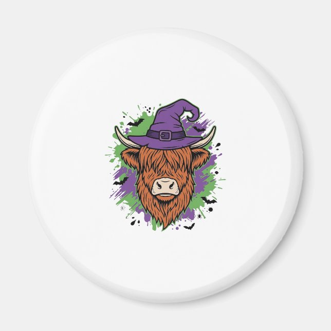 Imán Sombrero de bruja de vaca de las Highlands de Hall (Frente)