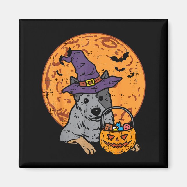 Imán Sombrero de Bruja Luna Jack O Lantern Halloween He (Frente)
