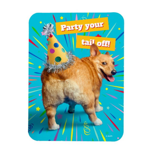 Imán Sombrero de cumpleaños para trasero de Corgi (Vertical)