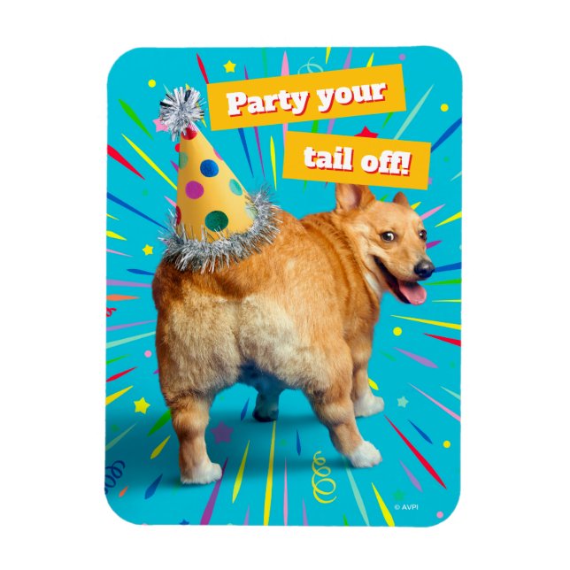 Imán Sombrero de cumpleaños para trasero de Corgi (Vertical)