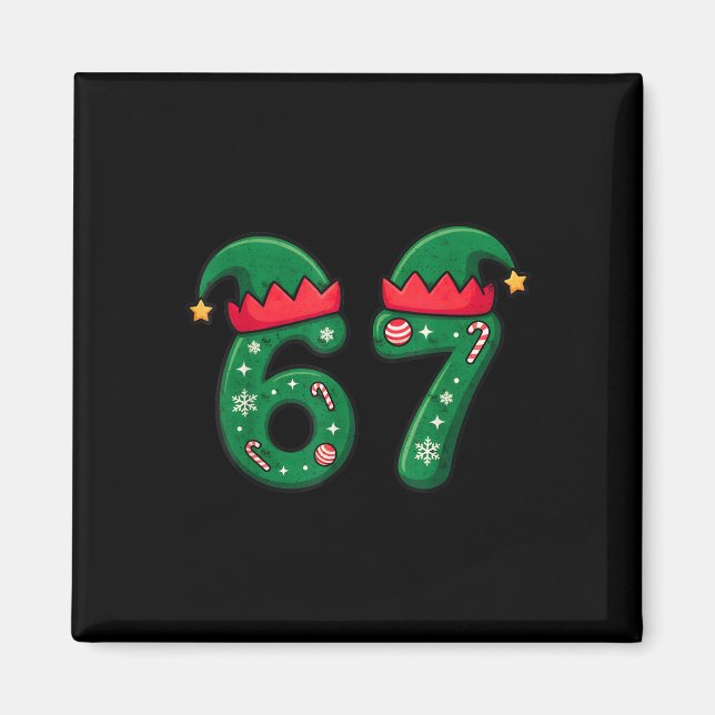 Imán Sombrero de duende de Navidad Viral 67 6 7 Tendenc (Frente)